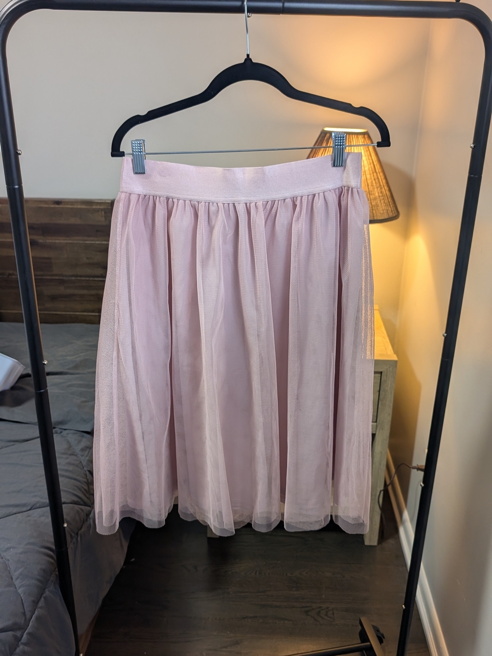 Express Pale Pink Tulle Midi Skirt
